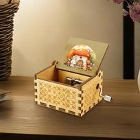 EffiPrint Custom UV Printed Christmas Wooden Music Box Hand Crank Print-on-Demand Eco-Friendly You Are My Sunshine 30s Sound (Khaki,6.4*5.2*4.2cm) chaki