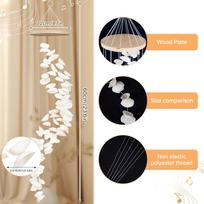 Handmade Spiral Shape White Shell Wind Chimes for Outside Beach Style Patio Garden Wedding Hanging Coastal Decor Ocean (White,4.7*23.6 inch) balta