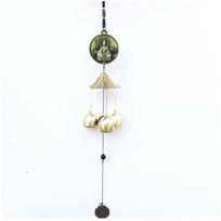 Factory Price 3 Bells Wind Chimes Guanyin Wood Metal Bronze Windchim Gift Amazing Antique Bronze Bells Yard Garden Outdoor Decor