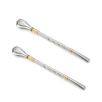 2 Piece Detachable Yerba Mate Tea Spoon Stainless Steel Stirring Spoon Tea Filter  Drinkware Style A