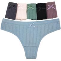 Sexy Women Thongs T-Back G-strings V-strings Low Rise Cotton Fashion Underwear Ladies Panties Knickers 6 PCS/Lot M
