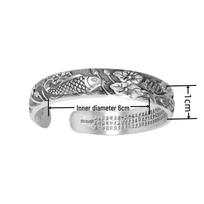 Jin Jiahua Thai Silver Retro Pisces Lotus Open Bracelet - Heart Sutra Jewelry Gift Pisces playing with lotus bracelet