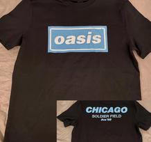 Oasis Live 25 Tour Chicago Soldier Field Two Sides Fan Made Unisex T-Shirt M