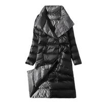 Dvipusis ilga pūkinė striukė pavasario rudens ruduo baltos spalvos ančių pūkelių šiltas parkas Juodas Auksas Pilka Šviesiai mėlyna Žalia Balta S-5XL L juoda