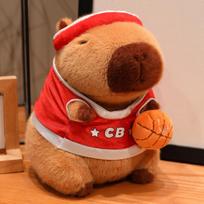 Football Basketball Capybara Stuffed Animal Cute Jersey Capybara Plushies Dolls Gift for Fans for Home Decor Ornaments 22cm raudona