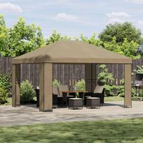 Paviljonas 4 x 3 m Smėlio spalvos Poliesteris ir Plienas 190 g/m²