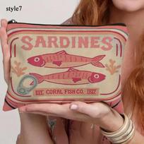 Exquisite Linen Vintage Sardines Can Design Makeup Bag Cosmetic Organizer Travel Toiletry Organizer, Unique Gift For Women