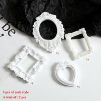 12Pcs Dollhouse Frame Ornament Mini Albums Mini Picture Frame European Retro Picture Frame Exquisite Relief Shooting Props