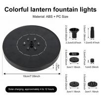 Solar Powered Water Fountain Garden Solar Fountain Pump with Colorful Light Show and 7 Nozzles Outdoor Decoration for Bird Bath