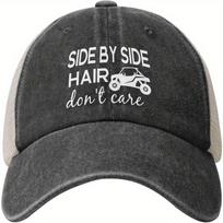 WomenS Side By Side Hair Dont Care Trucker Hat for Unisex Women Vintage Distressed Washed Baseball Cap for Dad Mom One Size