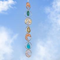 Wholesale Natural Crystal Wind Chimes Life Tree Engraved Christmas Wind Bell Pendant Home Desktop Decoration Crafts Ornaments (as the picture,S)