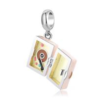 Real 925 Sterling Silver Charm Music Box Bead Enamel Pendant for Women Bracelet Jewelry Making Custom logo Charms Love Music