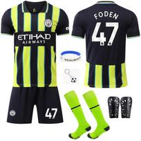 Manchester City Foden Vaikų Futbolo Marškinėliai 2024/2025, Kvėpuojanti Sportinė Apranga, Žalia/Juoda 100-110 CM juoda/žalia