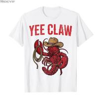 Funny Lobster Cowboy Crab Trendy Yee Claw Meme Crawfish Tshirt For Men Women 100 Cotton T Shirts Short Sleeve Tops 04201 S brown