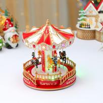 New Holy Glow with Music Christmas Music Box Carousel Plastic Made in China Christmas Gift Decoration (as the picture,23*19*19cm)