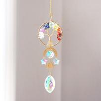 Golden Tree of Life Creative Wind Chimes Ornament Window Decoration Garden Crafts Wall Decor Sun Catcher (as the picture,39cm length,about 29g)