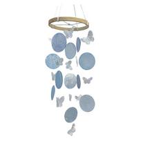 Fable Theory Wind Chime for Outside Ocean Theme Hanging Butterfly Windchime with Round Shells Patio Garden Decor Gifts Women Mom Wife mėlyna