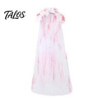Talos Rose Headband, Blood-Stained Veil Halloween Zombie Bride Headpiece, One-Piece Design Breathable Mesh Hair Hoop for Haunted House Cosplay Themed A