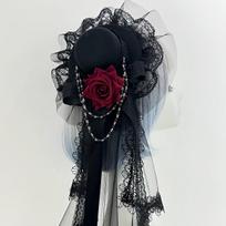 Dark Veil Style Sobbing Blood Rose Top Hat Hairpin European and American Retro Hair Accessories with Chain