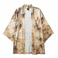 Japanese Style Kimono Robe Lightweight Summer Haori Jacket Traditional Open Front Outerwear for Men and Women Casual Loose Fit M chaki