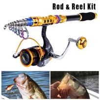 Nešiojami teleskopiniai meškerės ir ritės rinkiniai, skirti kelionių spiningavimui 1.8m Rod with TT1000 Reel