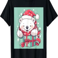 Jolly Polar Bear Festivities_ Embrace the Joy of Christmas T-Shirt S juoda