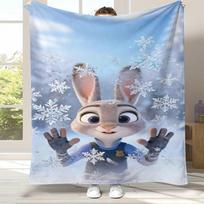 Animacinis Zootopia Nick Judy flanelinis pledas, itin minkštas šiltas pliušinis užklotas namams, miegamojo lovai, sofai, biurui, iškylai, vaikams 75x90cm