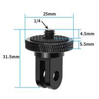 1/4 Screw to GoPro Mount Adapter Aluminum Conversion Bracket for Action Cameras Hero 13 12 DJI Osmo 6 5 Pro 4 Insta360 Go Ultra juoda