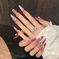 10Pcs Artistic Press On Nails Gradient Long French Manicure False Nails Press On Nails Artificial Nail Tips For Women Nail Tips