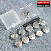 10Pcs/Box 17mm Metal Jeans Buttons No-Sew Screw Replacement Kit Nailless Removable Buckles for Pants Clothing Repair DIY Sewing Accessories 1 Box(10pcs)+Screwdriver