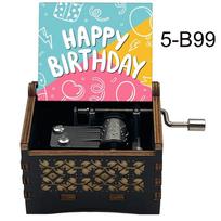 Happy Birthday Black Mini Wooden Music Box Classic Kids Friends Classmates Happy Birthday Gifts Wholesale Price (Army Green,Small) armijos žalia spalva