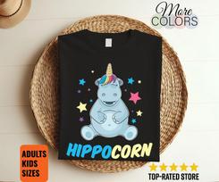Hippocorn Unicorn Hippopotamus Vintage Hippo T-Shirt, Cute Hippos Costume Gift, Funny Wildlife Animals Lover, Zoo Trip, Birthday Present, 100