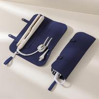 Multi-compartment Heat Resistant Hair Styling Tools Carry Bag, Durable Felt Flat Iron Storage Pouch for Daily & Travel Use mėlyna