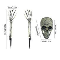 Skeleton Outdoor Decorations Halloween Stakes 3 Pieces Realistic Skull For Pathway Lawn Garden Front Door Yard Fence