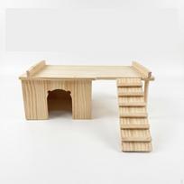 Hamster Hideaway Wood House, Fun Playground with Ladder Habitat Decor for Mice, Small Pet,