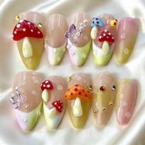 Long Water Drop Shape Press-On Nails French Tip With Glitter Sparkle Acrylic Nail Art Women Men Teens AW1088