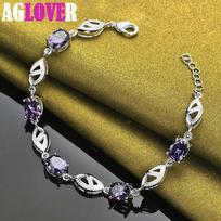 925 sterlingų sidabro violetinės spalvos dideli AAA cirkonio apyrankių papuošalai 20cm brown