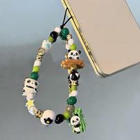 Kinietiško stiliaus animacinis filmas Panda karoliukais telefono grandinėlė, apsauganti nuo praradimo telefono apyrankės žavesio, miela pakabuko virvelė, skirta mergaitei mobiliojo telefono riešo dirželis