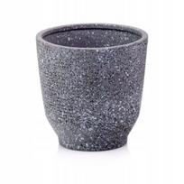 Pilkas vintažinis keraminis vazonas be skylės, faktūrinis 14 cm, 14 cm