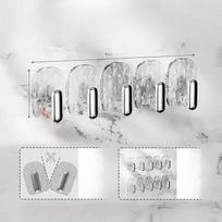 Eilės Mini lipnus kabliukas Nesukamas laikiklis Papuošalų stendas Kabinamas stovo Sieninis karolių stovas Silver - [5 hooks]