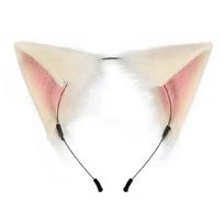 Cosplay Anime Character Headband Plush Cute Foxes Ear Shape Hair Hoop for Girls 1 smėlis