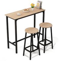 Baras: virtuvės stalas + 2 taburetės, modernus pramoninis loft stilius 100 cm