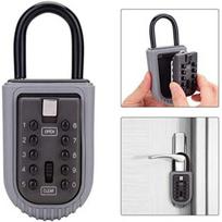 Key Lock Box,Realtor Key Lock Box Safe Lockbox 10-Digit Push Button Combination Safe Vault - Portable Outdoor Stor a Key - Door Handle or Fence Mount. pilka