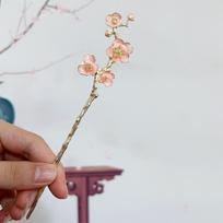 Chinese Plum Blossoms Hair Clasp Sticks Hair Stick Hairpin Vintage Dress Cheongsam Metal Headdress Jewelry Hair Accessories beige
