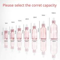 Dropper Bottles Refillable 5-100ML Rose Lid Cosmetic Container Pink Glass Aromatherapy Liquid for Essential Massage Oil Pipette 5ML rožinio aukso spalvos