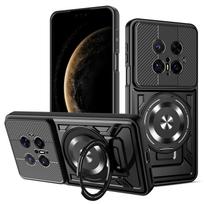 Skirta Vivo X300 Pro dėklas Vivo X300 telefono dėklas Vivo X300 magnetinis šarvuotas smūgiams atsparus žiedo laikiklis dėklas Magsafe belaidžio įkrovimo dangtelis vivo X300 black