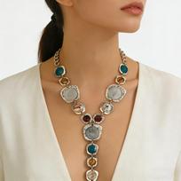 Exaggerated Y-shaped Long Necklace Vintage Boho Fashion Sweater Chain  Vacations sidabras