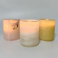 White Onyx Candle Holders/candle Jar with Glass Refill Insert (White,8x10cm) balta