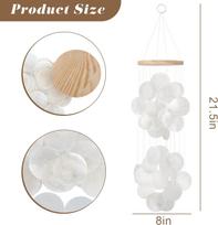 Wind Chimes for Outside Handcrafted White Capiz Shells Windchime Coastal Style Decor for Garden Wedding Beach Hanging Decors (as the picture,8*21.5 Inch)
