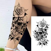 1 Sheet Skeleton Temporary Tattoos For Women Men Fake Death Skull Flower Tattoo Sticker Body Art Drawing Arm Forearm Waist Back China Mainland